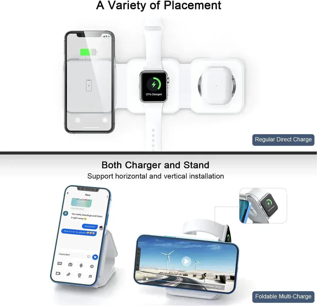 3-in-1 Foldable Fast Wireless Charging
